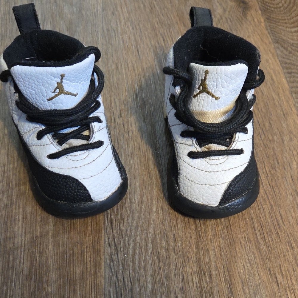 Jordan Kids Sneakers in Black, White, and Gold